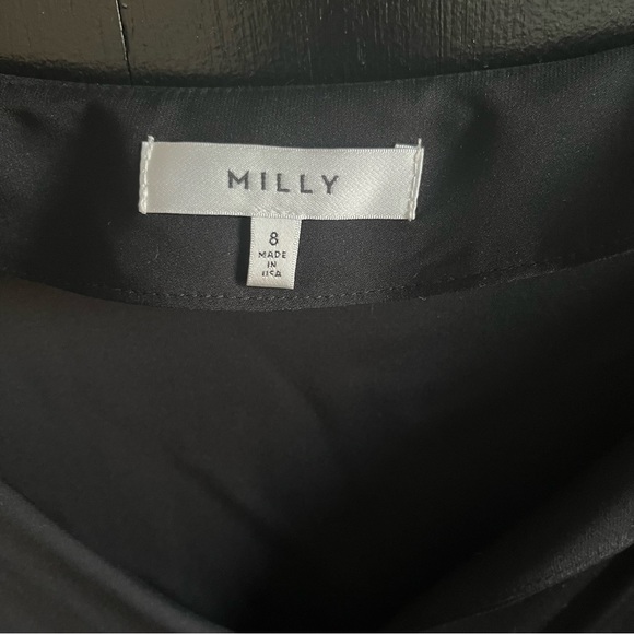 Silk v-neck top MILLY black size 8 - Picture 2 of 6